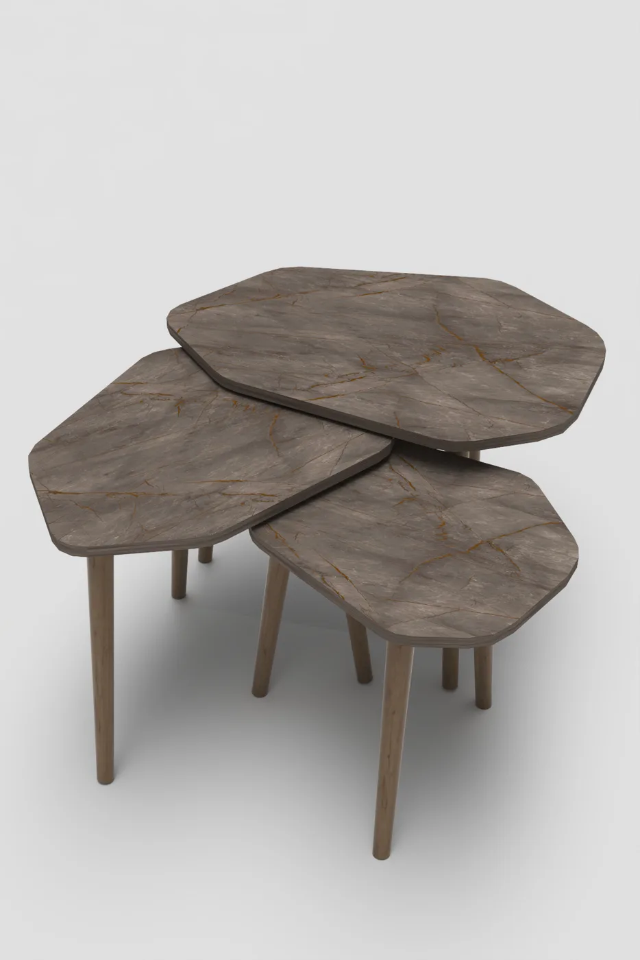 Trio 3-Piece Nesting Table Set Melamine-Faced Chipboard Multi-Colour