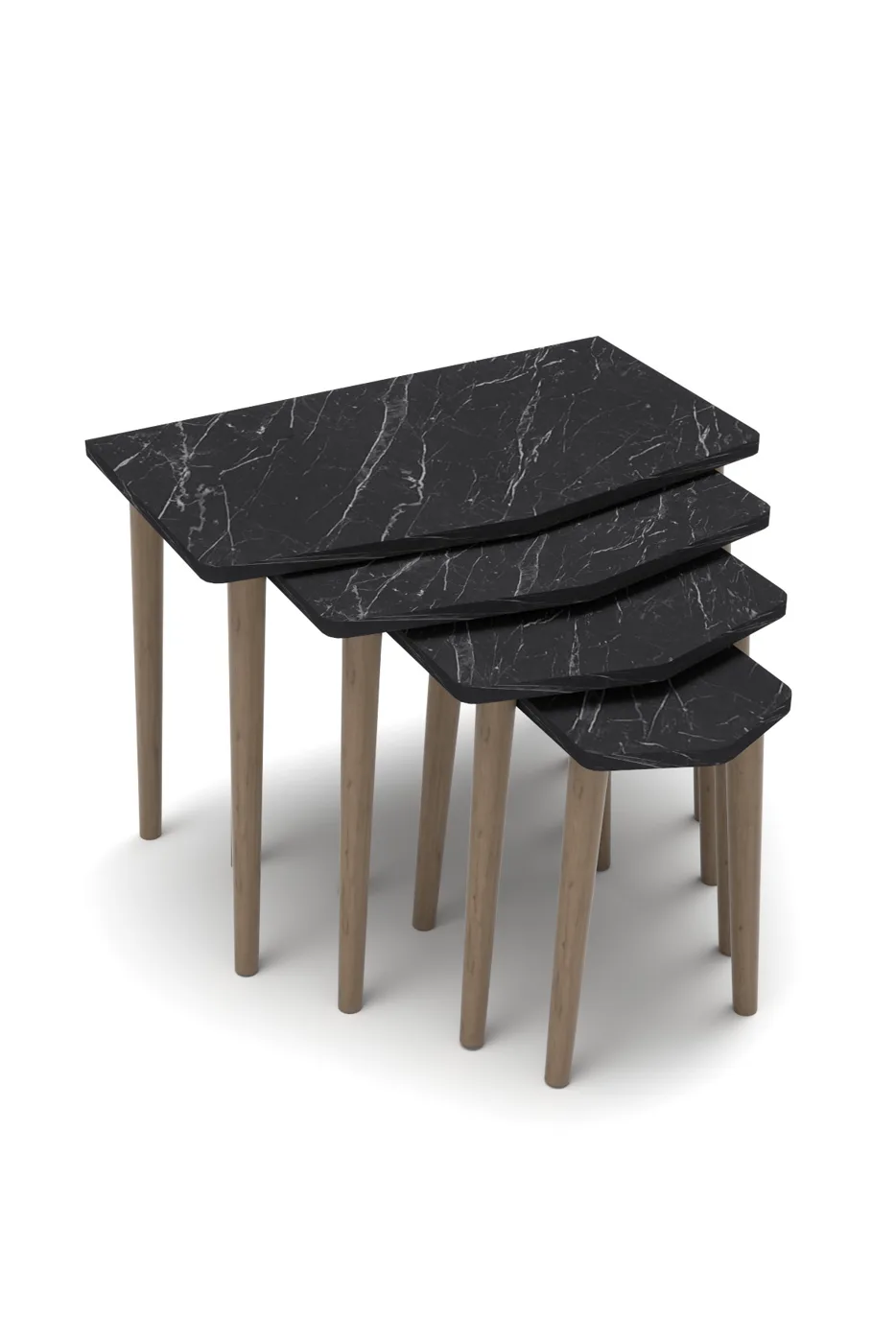 Elya 4-teiliges Satztisch-Set melaminbeschichtete Spanplatte Schwarz