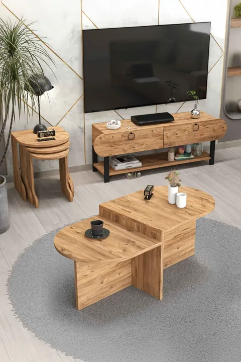 Setro 6-Piece Table and TV Unit Set Melamine-faced Chipboard Brown