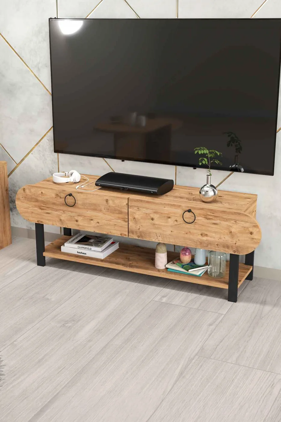 Setro 6-Piece Table and TV Unit Set Melamine-faced Chipboard Brown