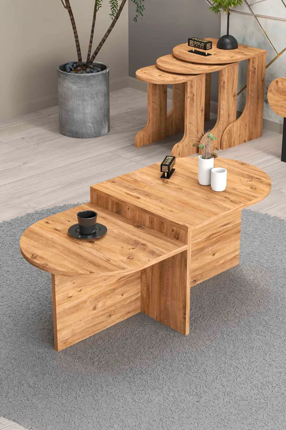 Setro 6-Piece Table and TV Unit Set Melamine-faced Chipboard Brown