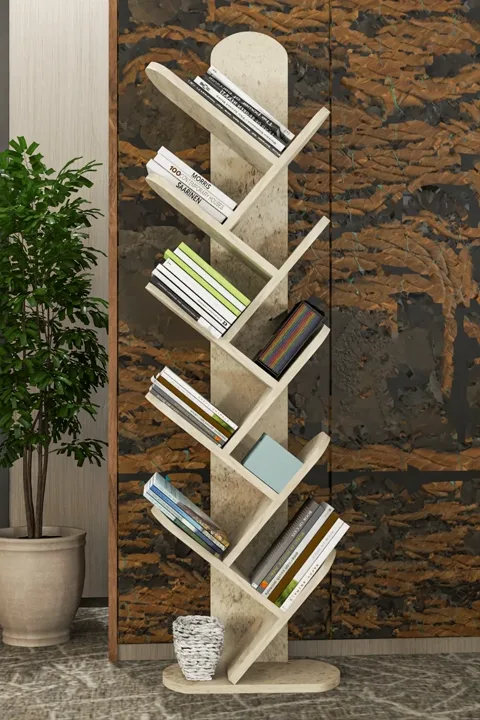 10-Tier Bookcase Melamine-faced Chipboard Ecru