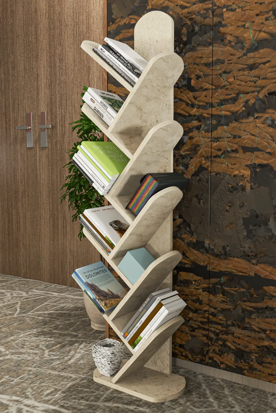 10-Tier Bookcase Melamine-faced Chipboard Ecru
