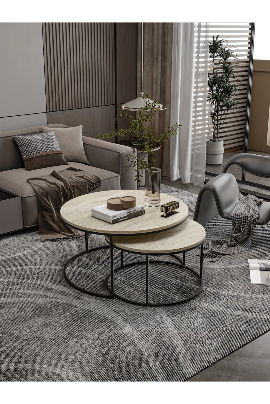 Special Lux 2-Piece Coffee Table Melamine-faced Chipboard Multi-coloured