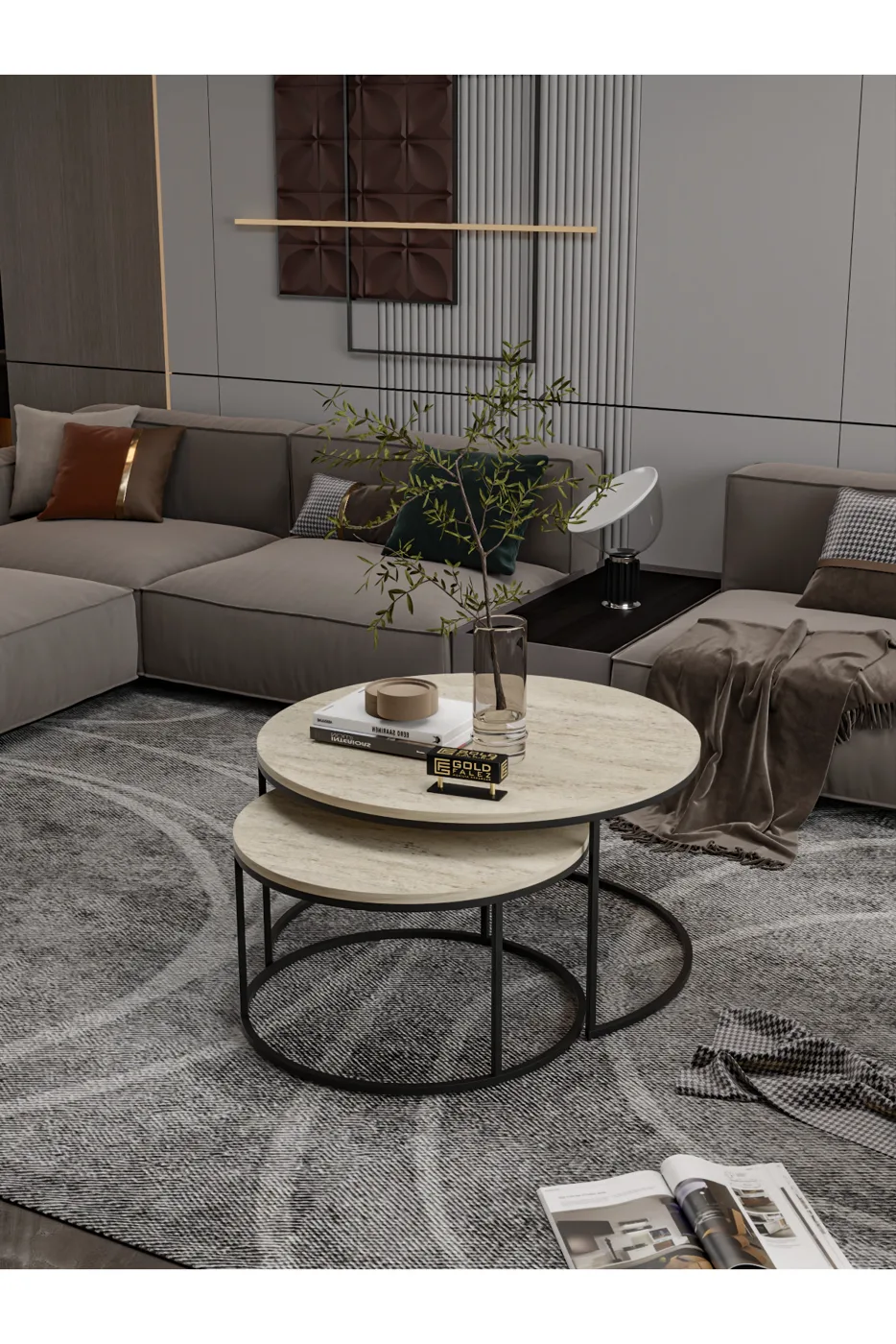 Special Lux 2-Piece Coffee Table Melamine-faced Chipboard Multi-coloured