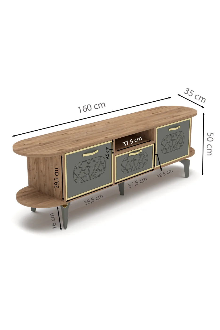 Mira Gold TV Unit Melamine-faced Chipboard Brown