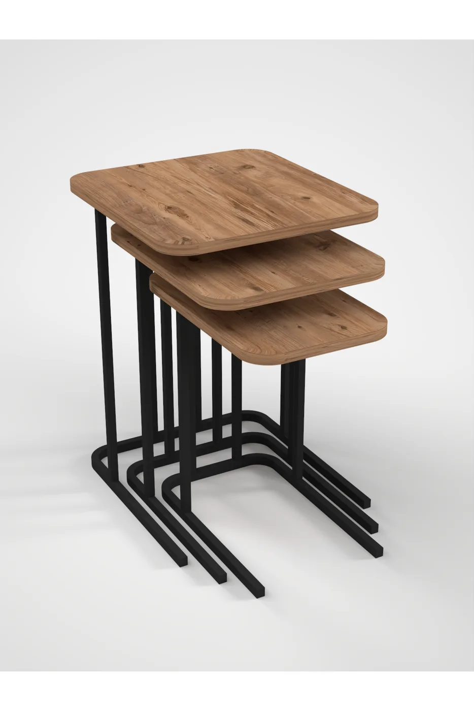 Zino 3-teiliges Satztisch-Set melaminbeschichtete Spanplatte Braun