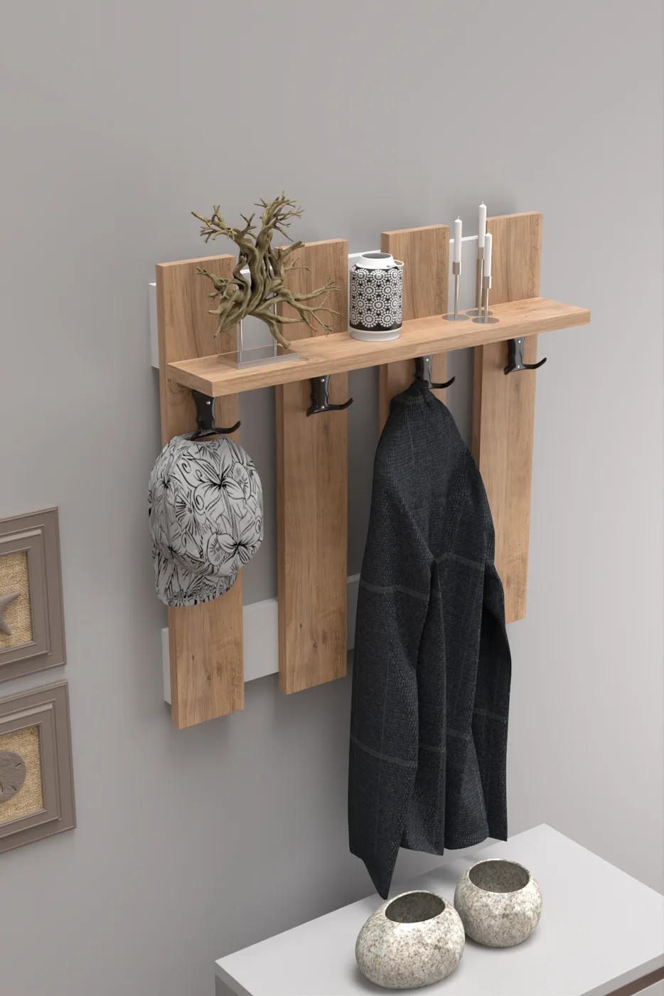 Coat Rack and Shoe Cabinet Set Melamine-faced Chipboard Brown