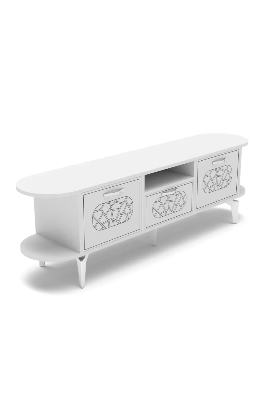 Mira Silver TV Unit Melamine-faced chipboard White