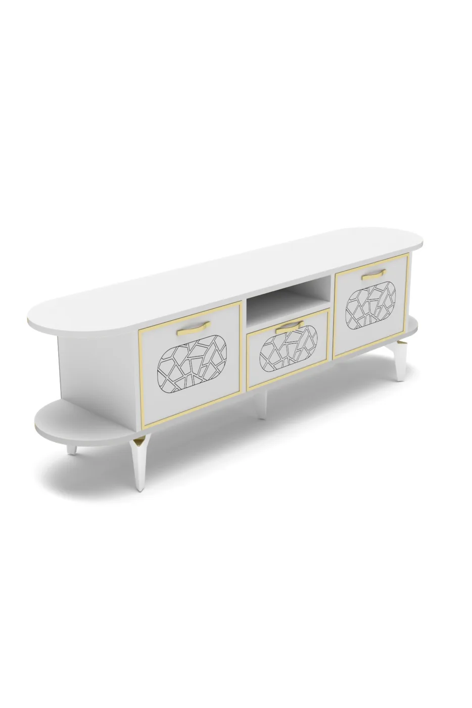 Mira Gold TV Unit Melamine-faced chipboard White