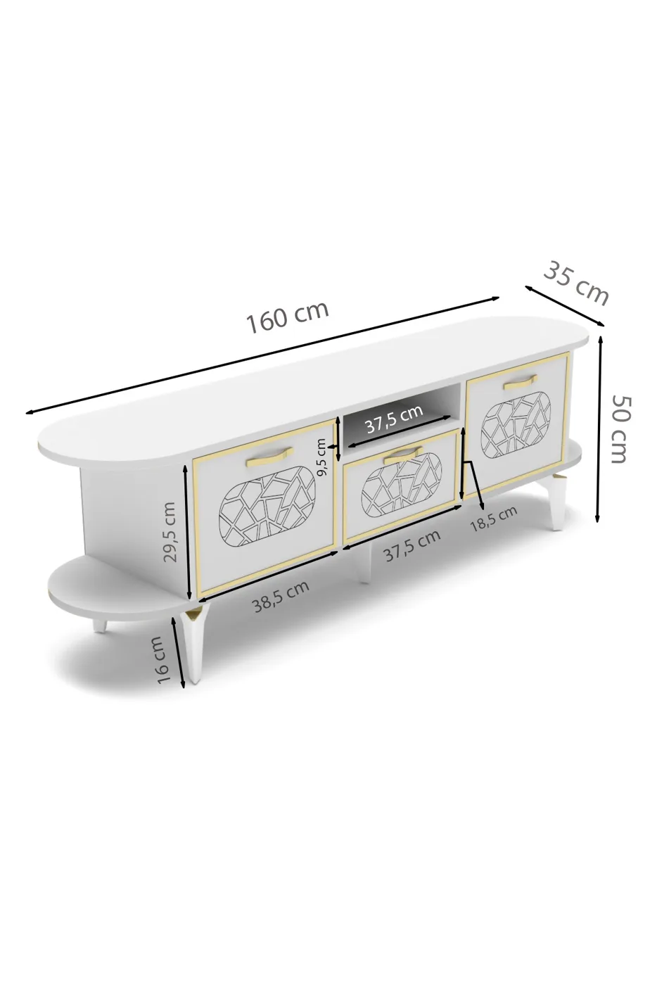 Mira Gold TV Unit Melamine-faced chipboard White