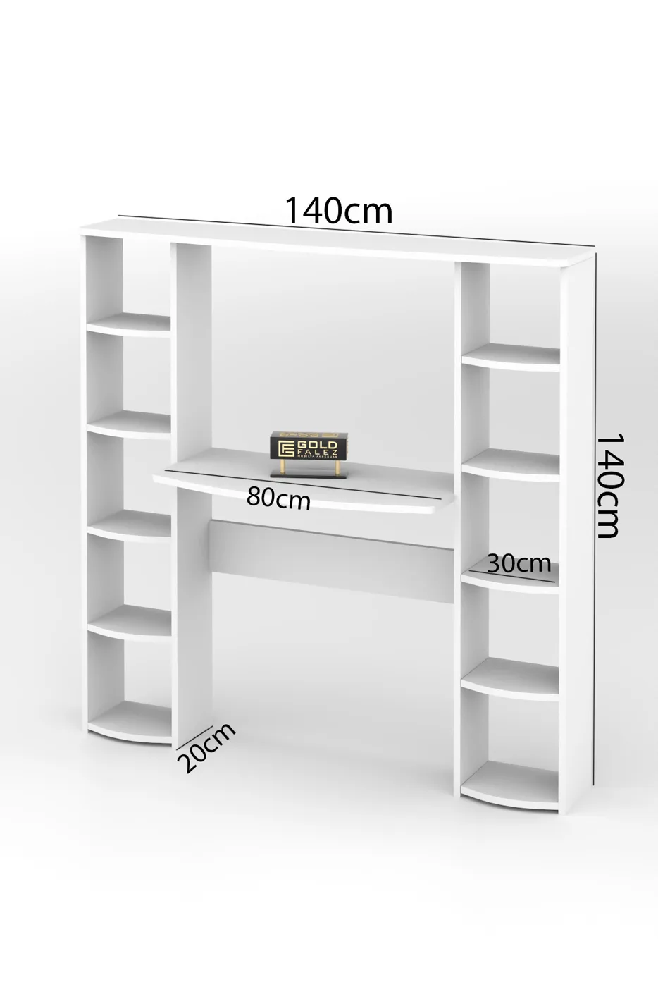10-Shelved Bookcase Desk Melamine-faced chipboard White