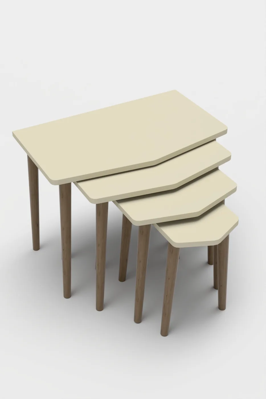 Elya 4-teiliges Satztisch-Set melaminbeschichtete Spanplatte Beige