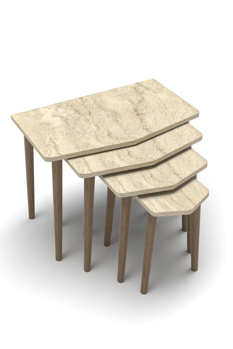 Elya ensemble de 4 tables gigognes en panneau de particules mélaminé gris