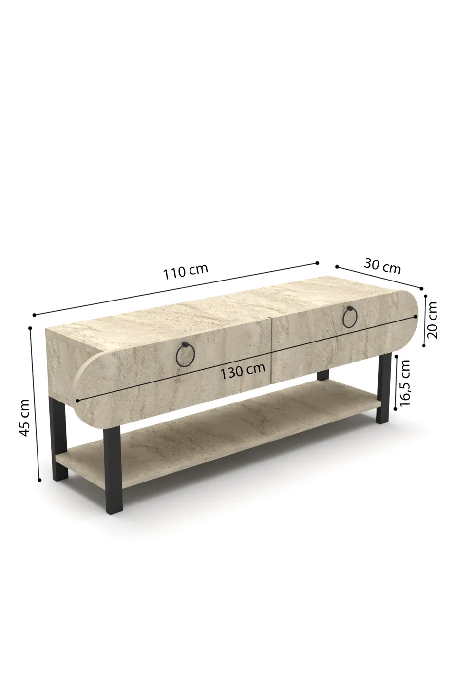 Setro 6-Piece Table and TV Unit Set Melamine-faced Chipboard Ecru