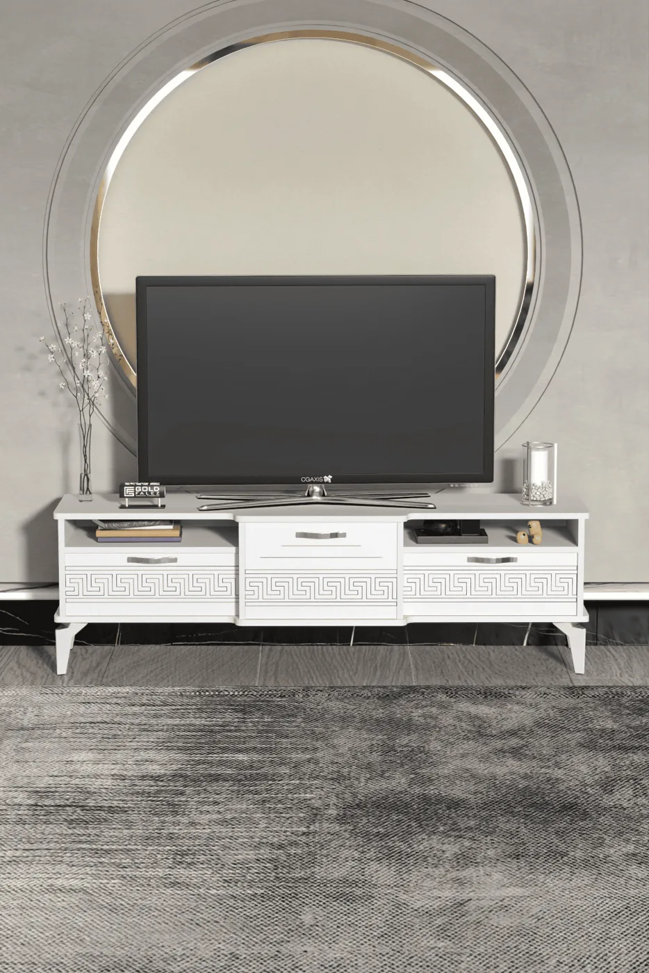 Mistral Silver TV Unit Melamine-faced Chipboard White