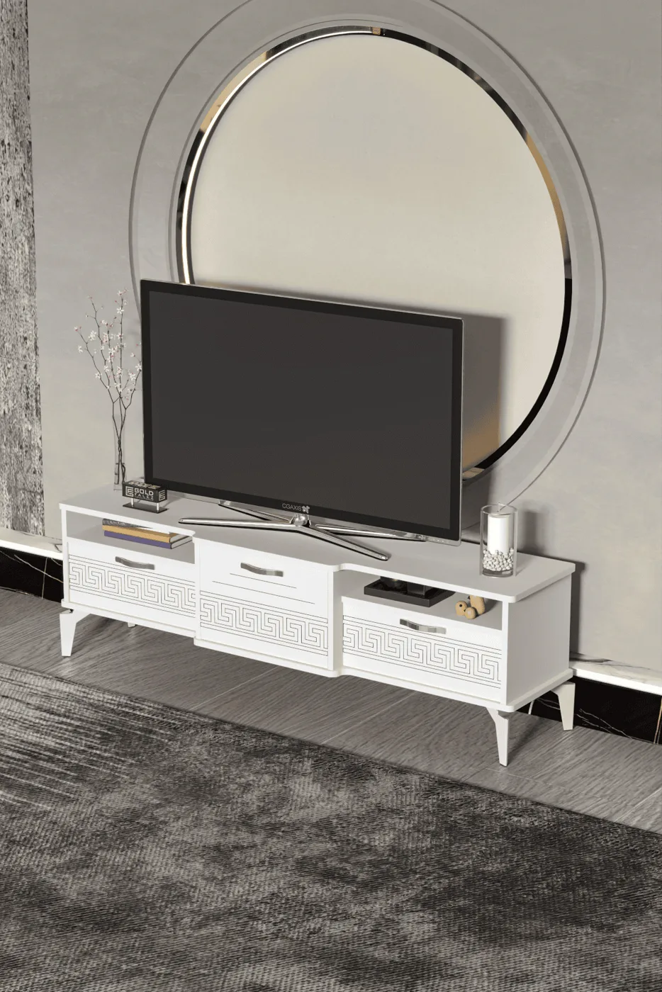 Mistral Silver TV Unit Melamine-faced Chipboard White