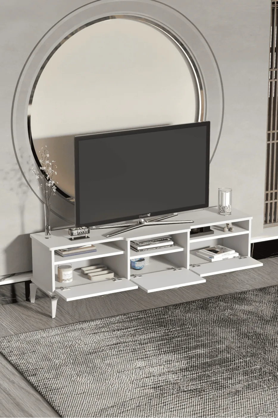 Mistral Silver TV Unit Melamine-faced Chipboard White
