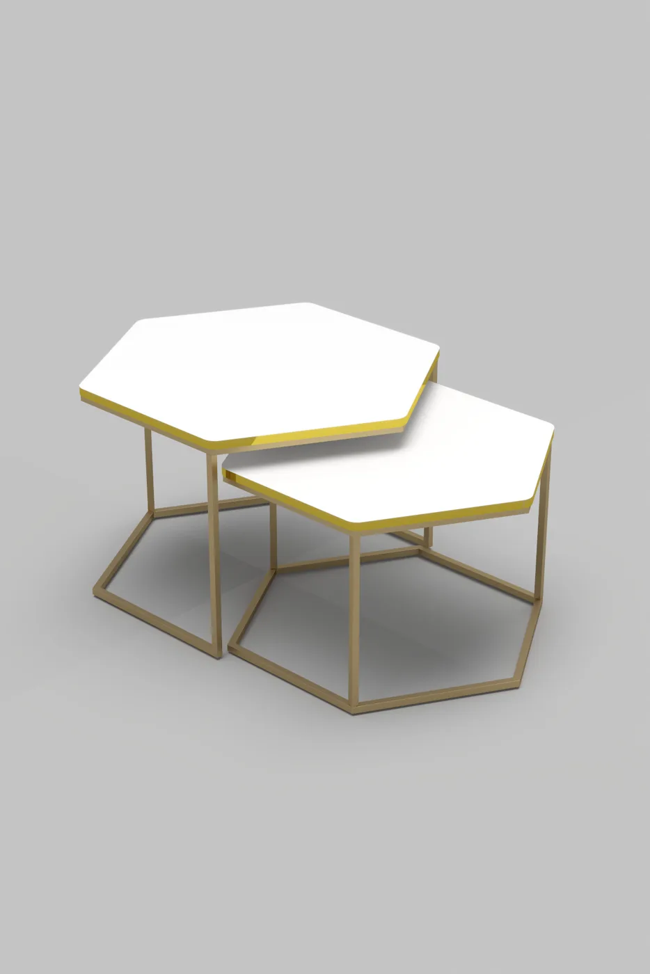 Hexagonal 2-Piece Coffee Table Melamine-faced Chipboard Yellow
