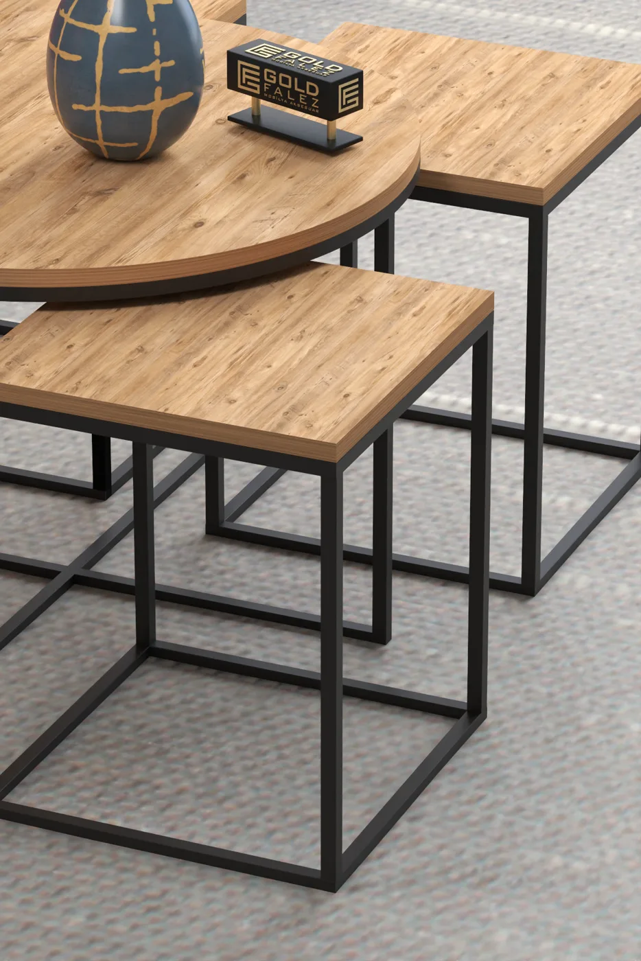 5-teiliges Couchtisch- und Satztisch-Set melaminbeschichtete Spanplatte Braun