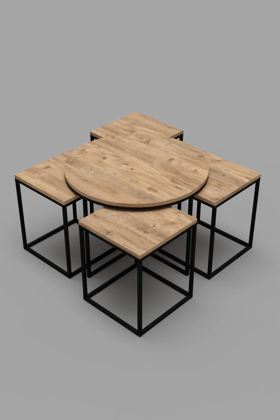 5-teiliges Couchtisch- und Satztisch-Set melaminbeschichtete Spanplatte Braun