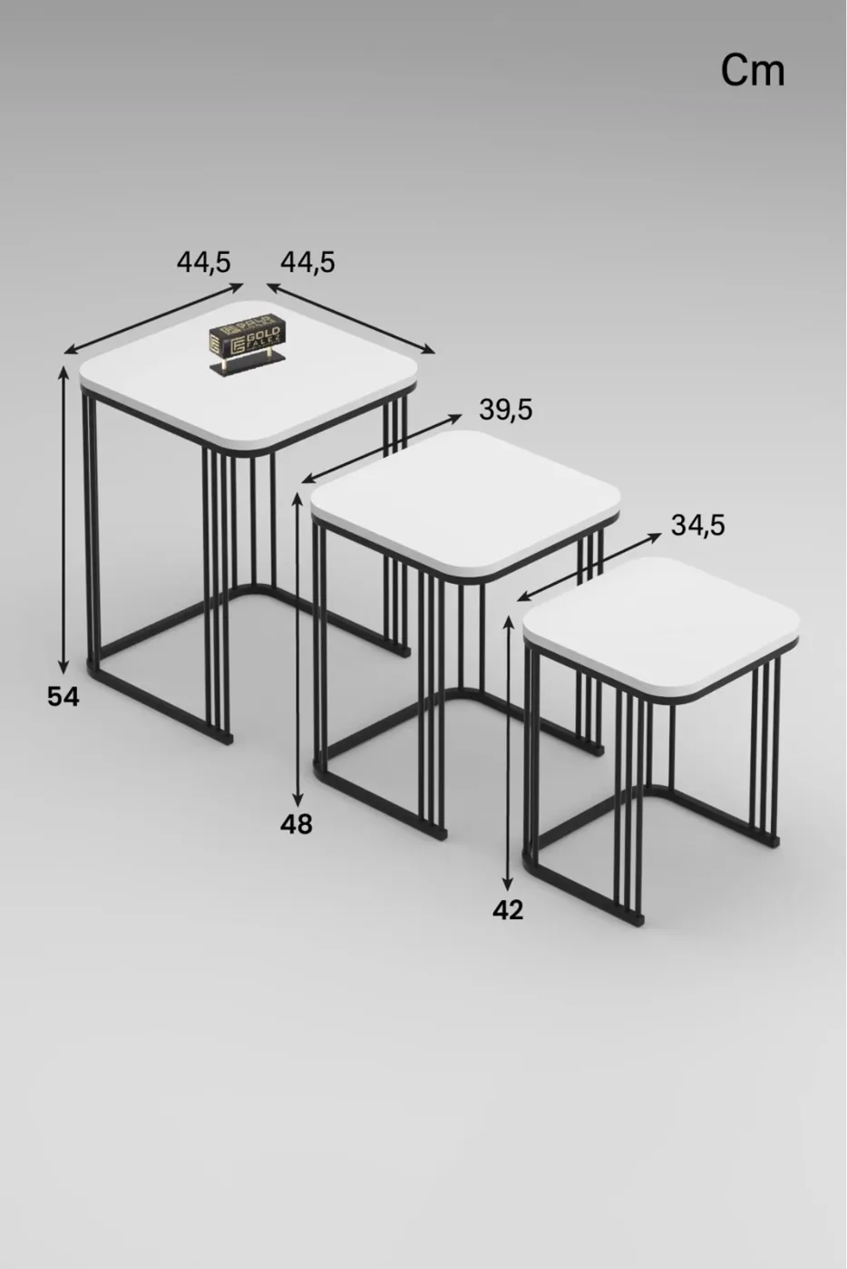 Alize 3-Piece Nesting Table Set Melamine-faced Chipboard Beige