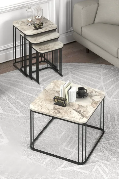 Alize Coffee Table and Nesting Table Set Melamine-faced Chipboard Multi-coloured