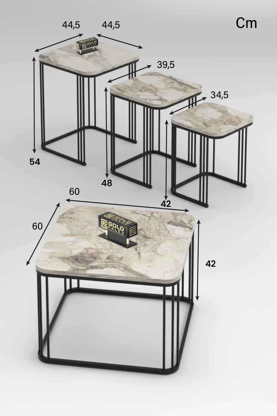 Alize Coffee Table and Nesting Table Set Melamine-faced Chipboard Multi-coloured
