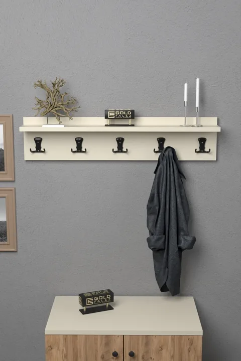 Wall Hanger Coat Rack Melamine-faced chipboard Ecru