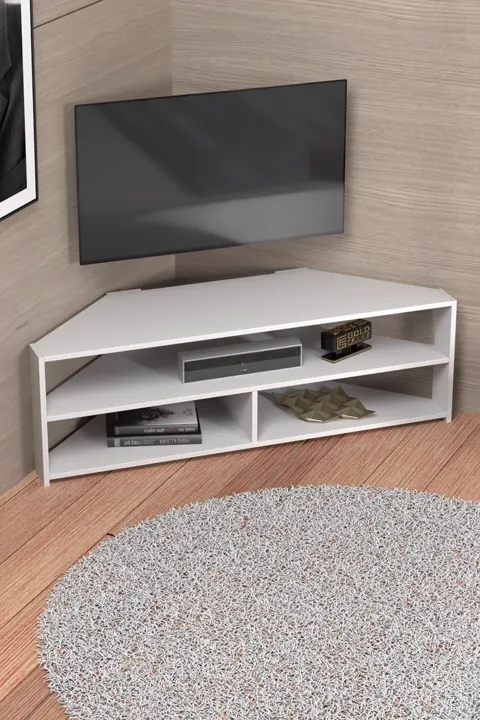 Corner TV Unit Melamine-faced chipboard White