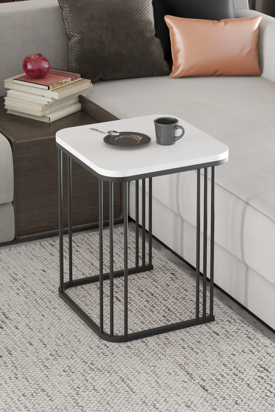 Alize 3-Piece Nesting Table Set Melamine-faced chipboard White