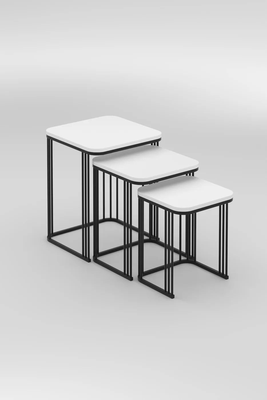 Alize 3-Piece Nesting Table Set Melamine-faced chipboard White