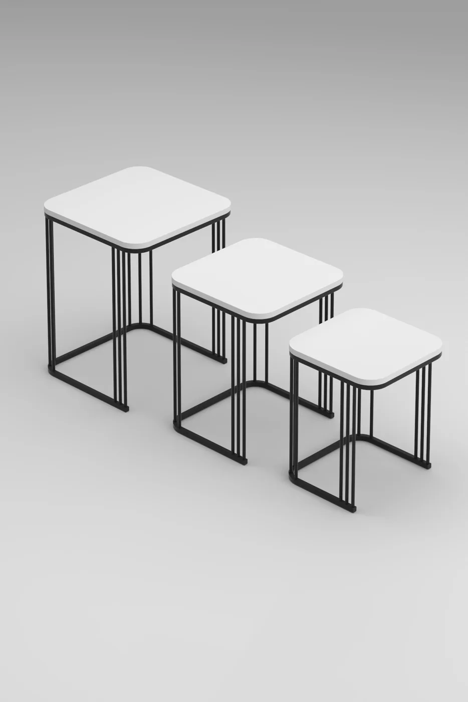 Alize 3-Piece Nesting Table Set Melamine-faced chipboard White
