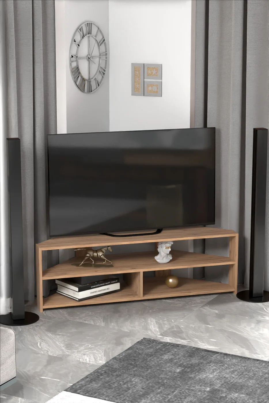 Corner TV Unit Melamine-faced chipboard Brown