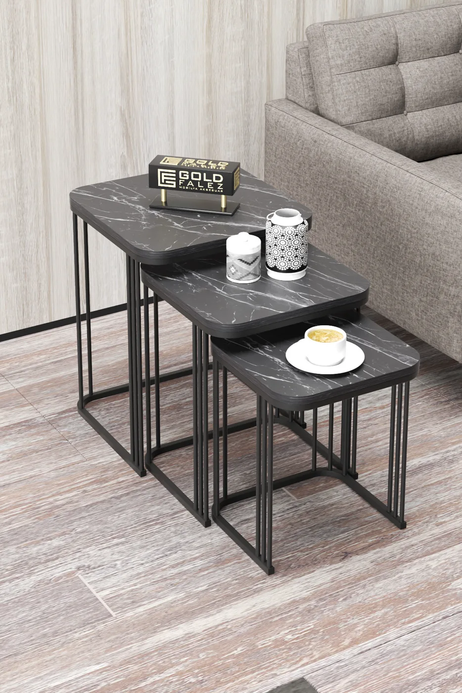 Alize 3-delige mimisettafelset melamine spaanplaat zwart