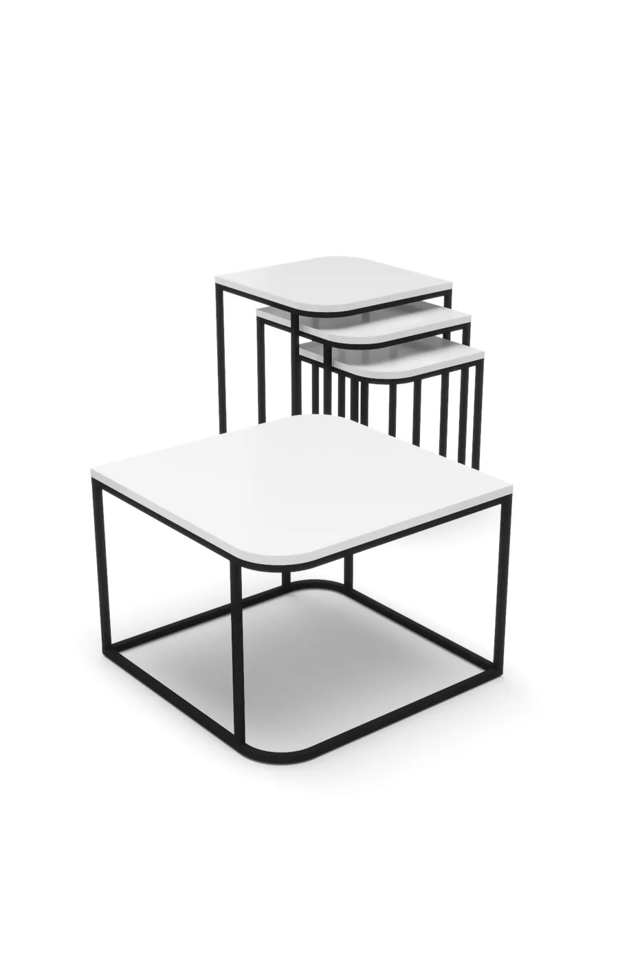 Damla Coffee Table and Nesting Table Set Melamine-faced chipboard White