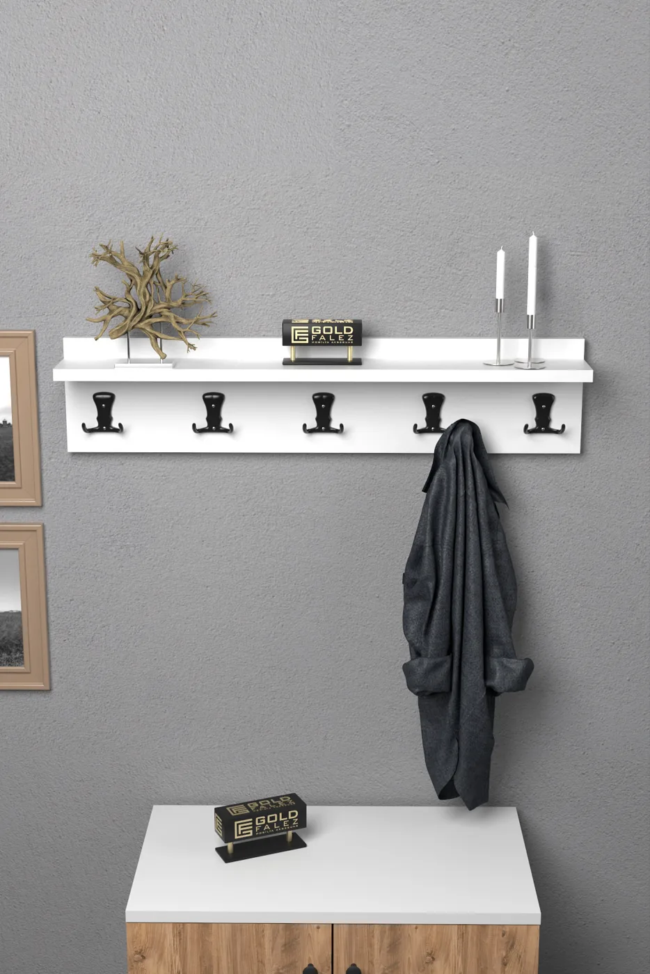 Wall Hanger Coat Rack Melamine-faced Chipboard White