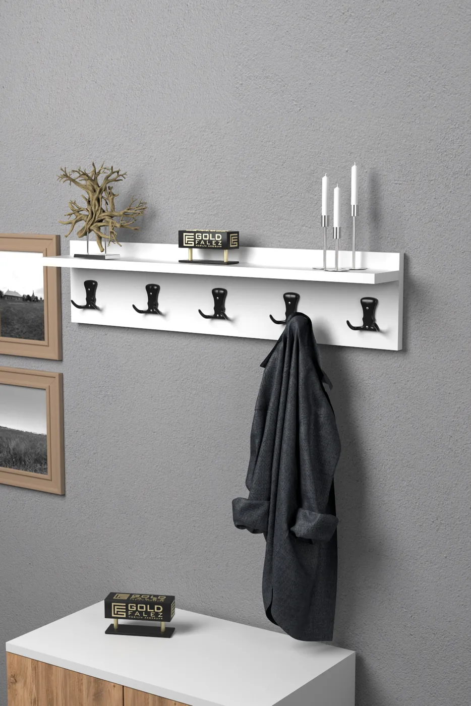 Wall Hanger Coat Rack Melamine-faced Chipboard White