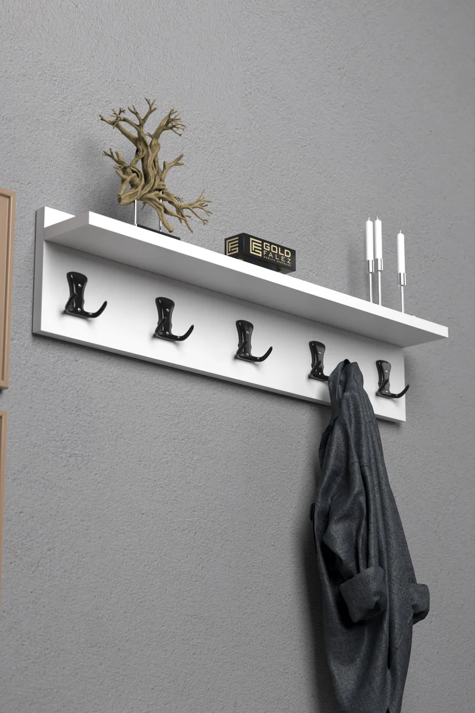 Wall Hanger Coat Rack Melamine-faced Chipboard White