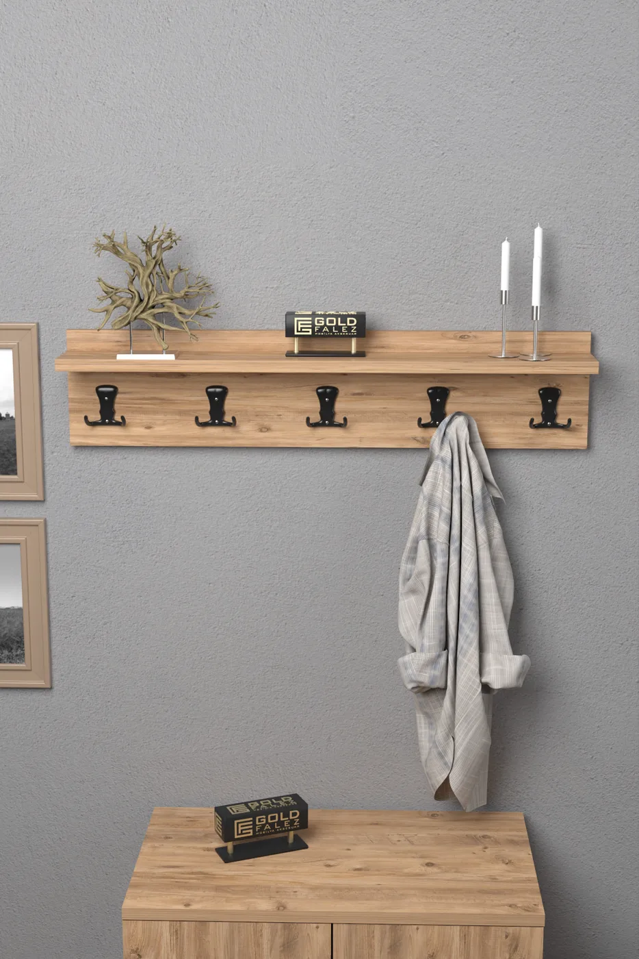 Wall Hanger Coat Rack Melamine-faced Chipboard Brown
