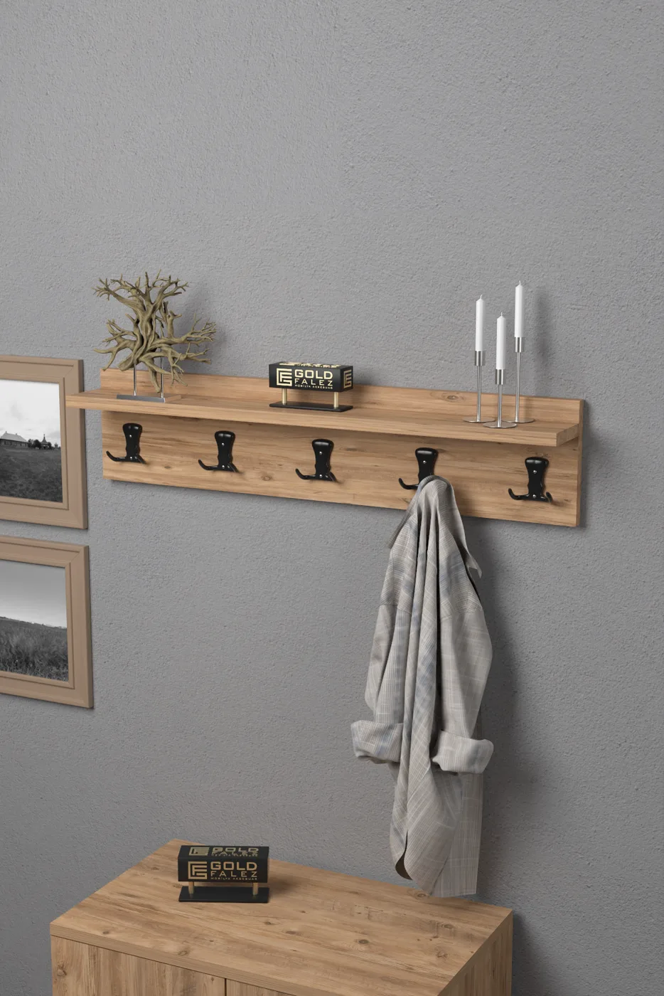 Wall Hanger Coat Rack Melamine-faced Chipboard Brown
