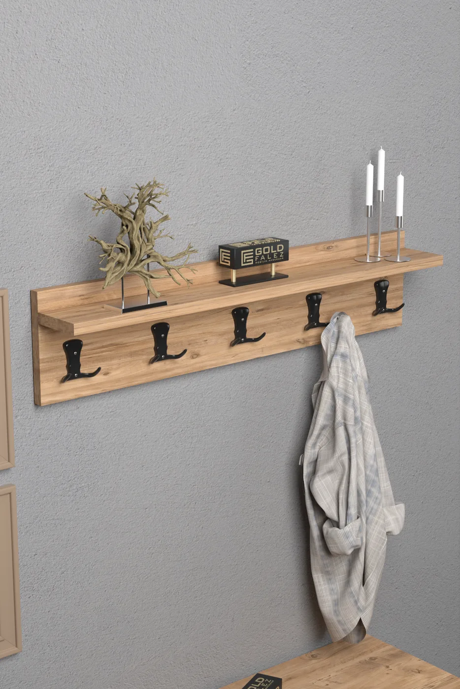Wall Hanger Coat Rack Melamine-faced Chipboard Brown