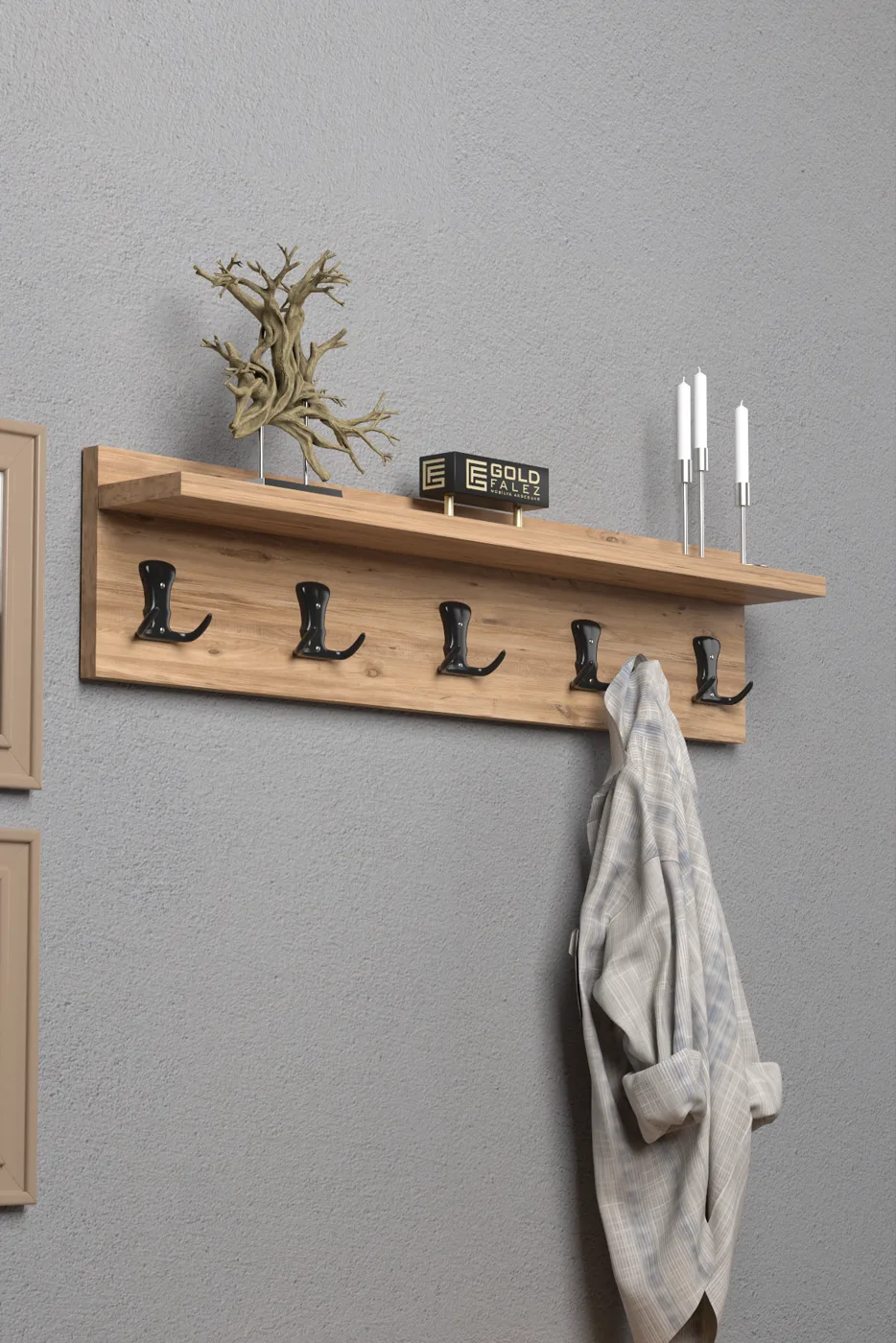 Wall Hanger Coat Rack Melamine-faced Chipboard Brown