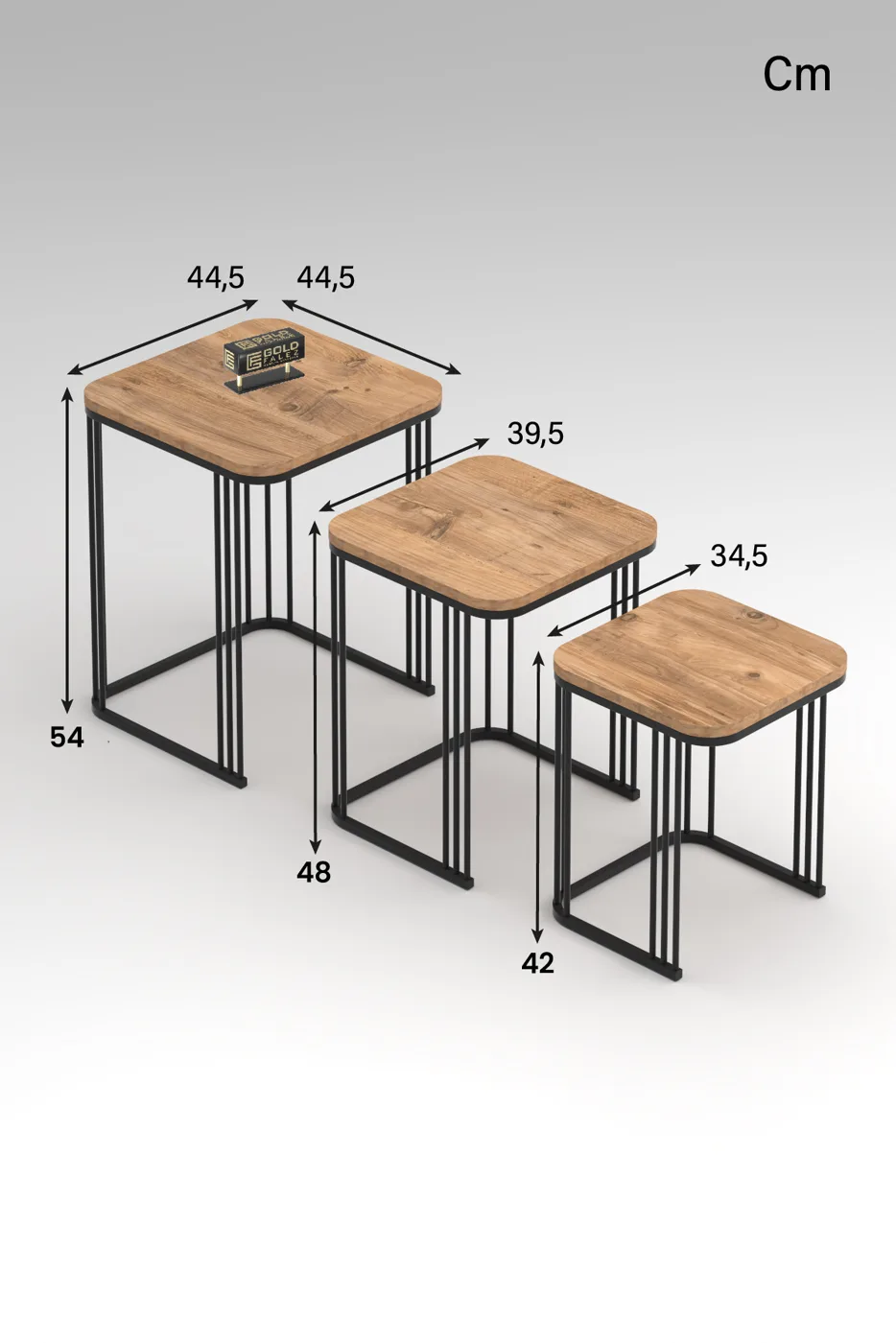 Alize 3-Piece Nesting Table Set Melamine-faced Chipboard Brown