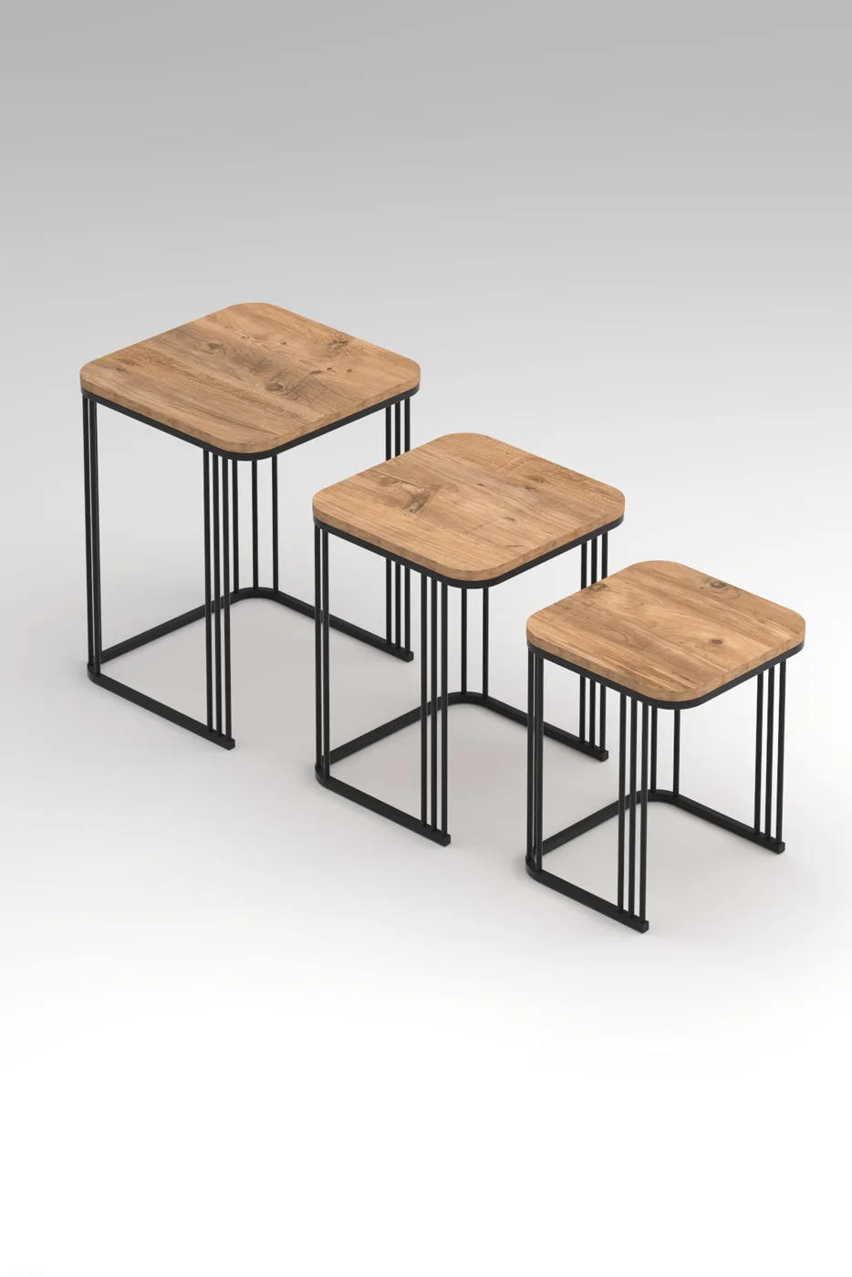 Alize 3-Piece Nesting Table Set Melamine-faced Chipboard Brown