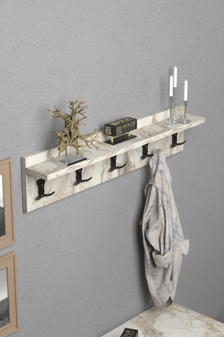 Wall Hanger Coat Rack Melamine-faced Chipboard Multi-colour