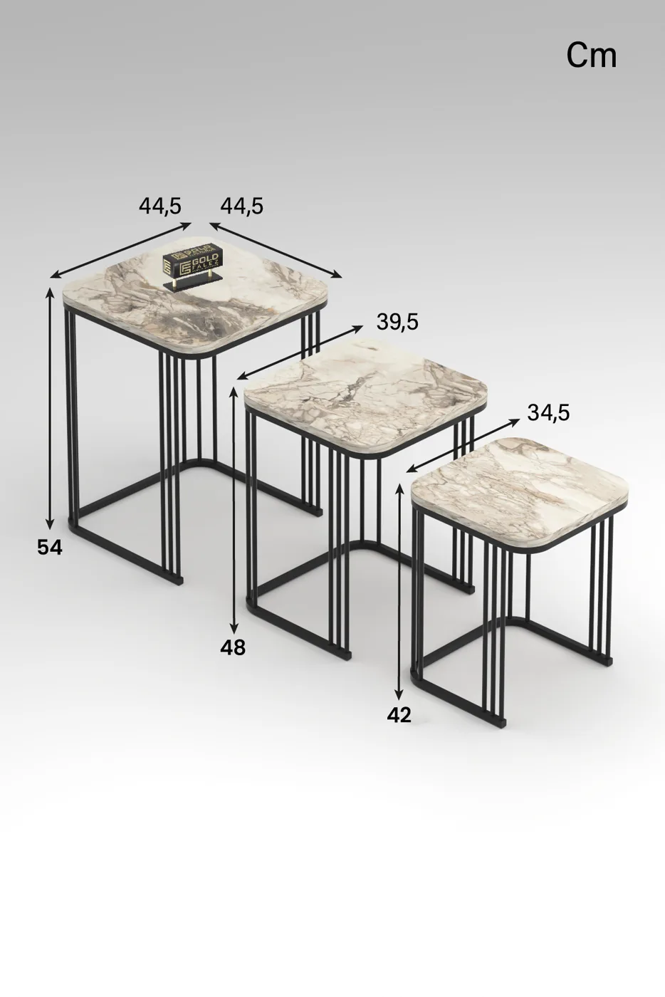 Alize 3-delige mimisettafelset melamine spaanplaat wit marmerlook