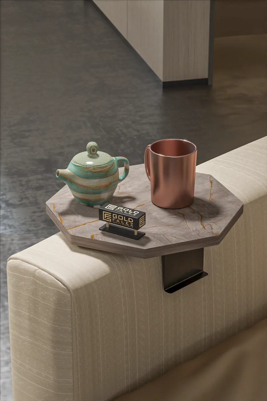 C Table Adjustable Side Table Melamine-faced chipboard Gordion Grey