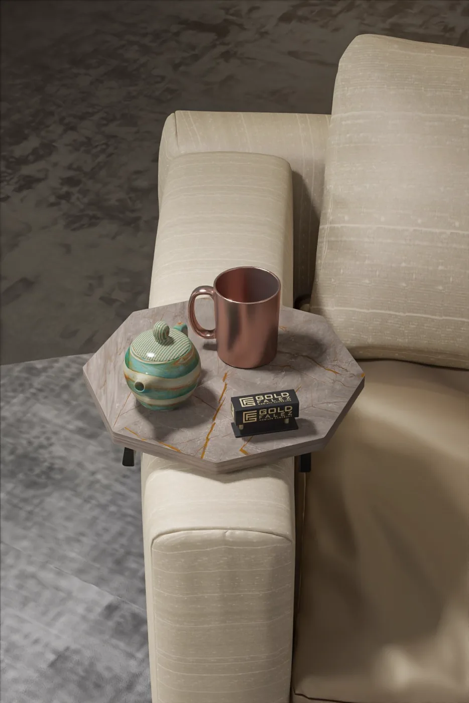 C Table Adjustable Side Table Melamine-faced chipboard Gordion Grey