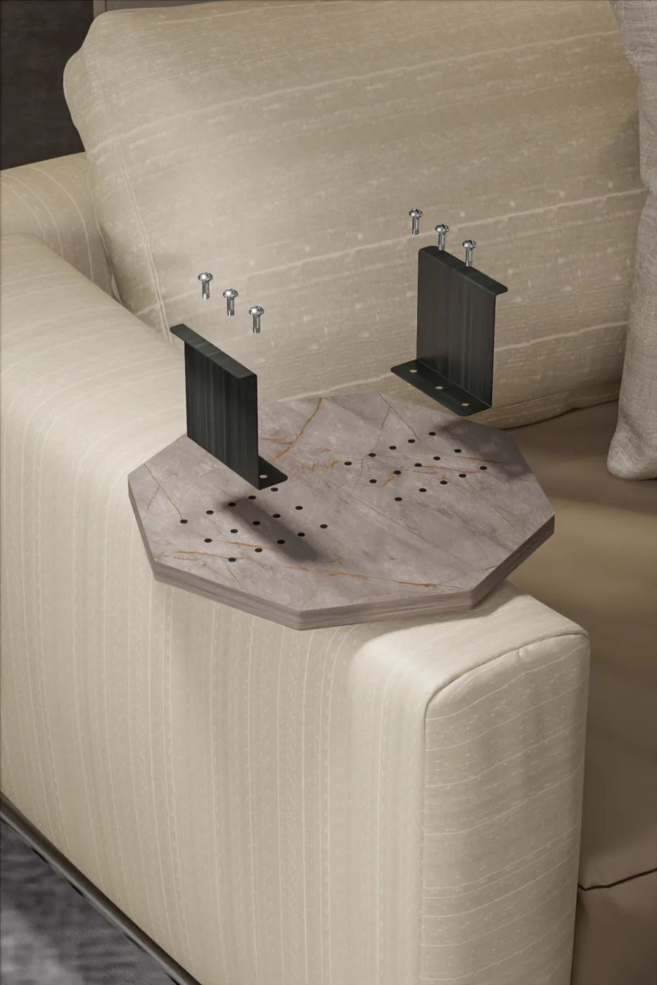 C Table Adjustable Side Table Melamine-faced chipboard Gordion Grey